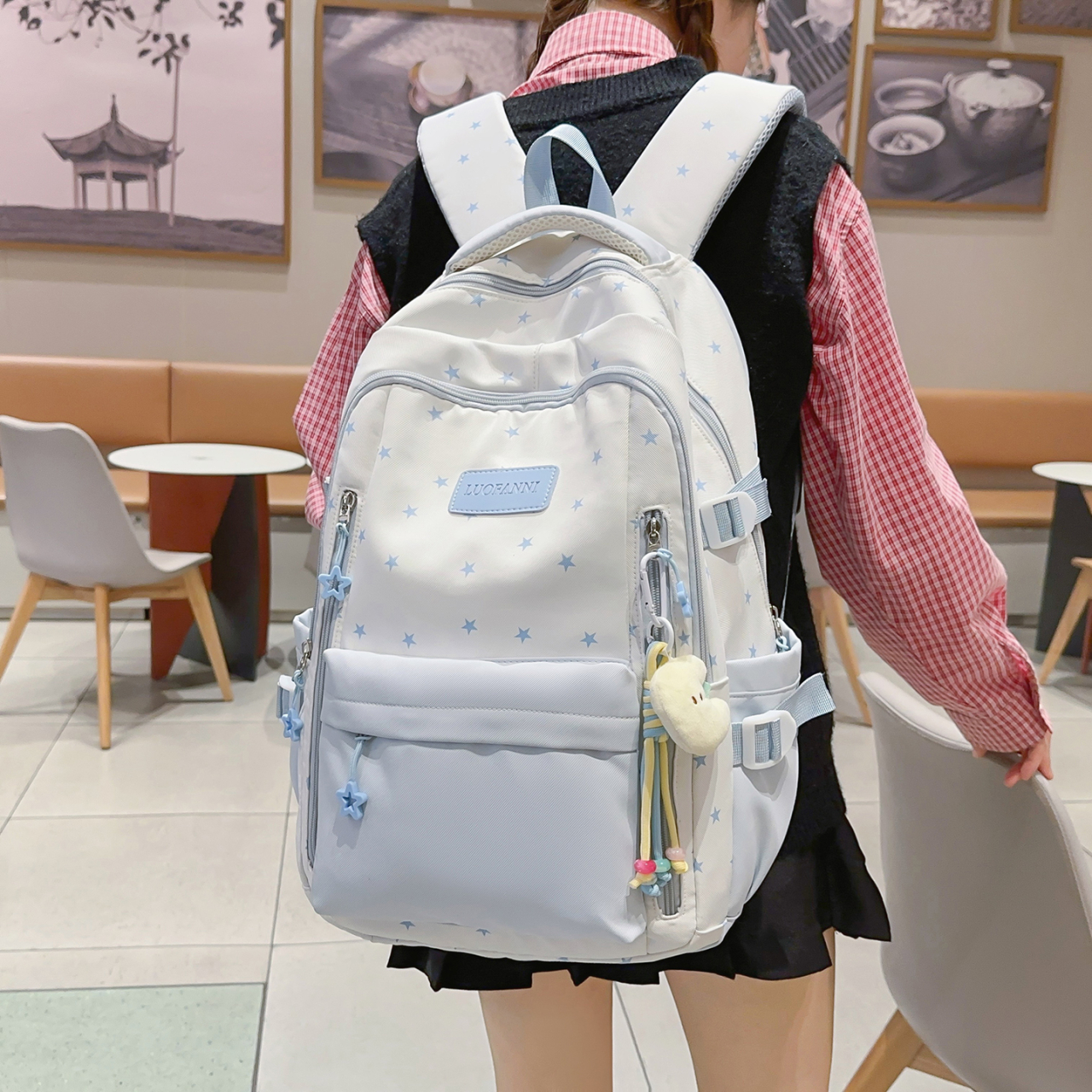 Women's Cream White & Yellow C - Canvas Backpack Casual review and price