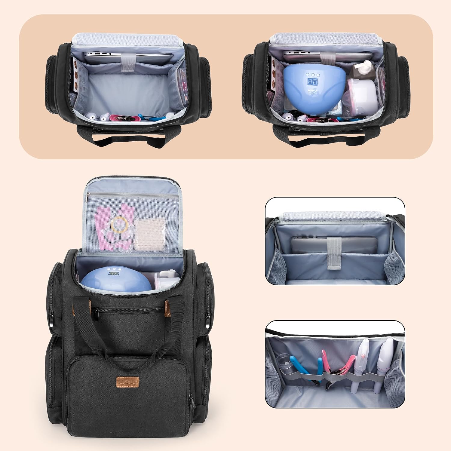 Nail Polish Backpack Holds 70  - Laptop Sleeve Removable review and price