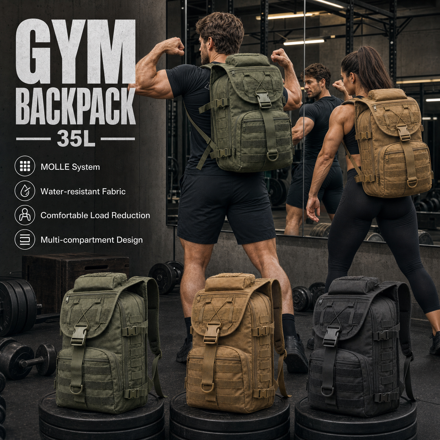 35L Gym Training Backpack for  - Rucksack Military Style review and price