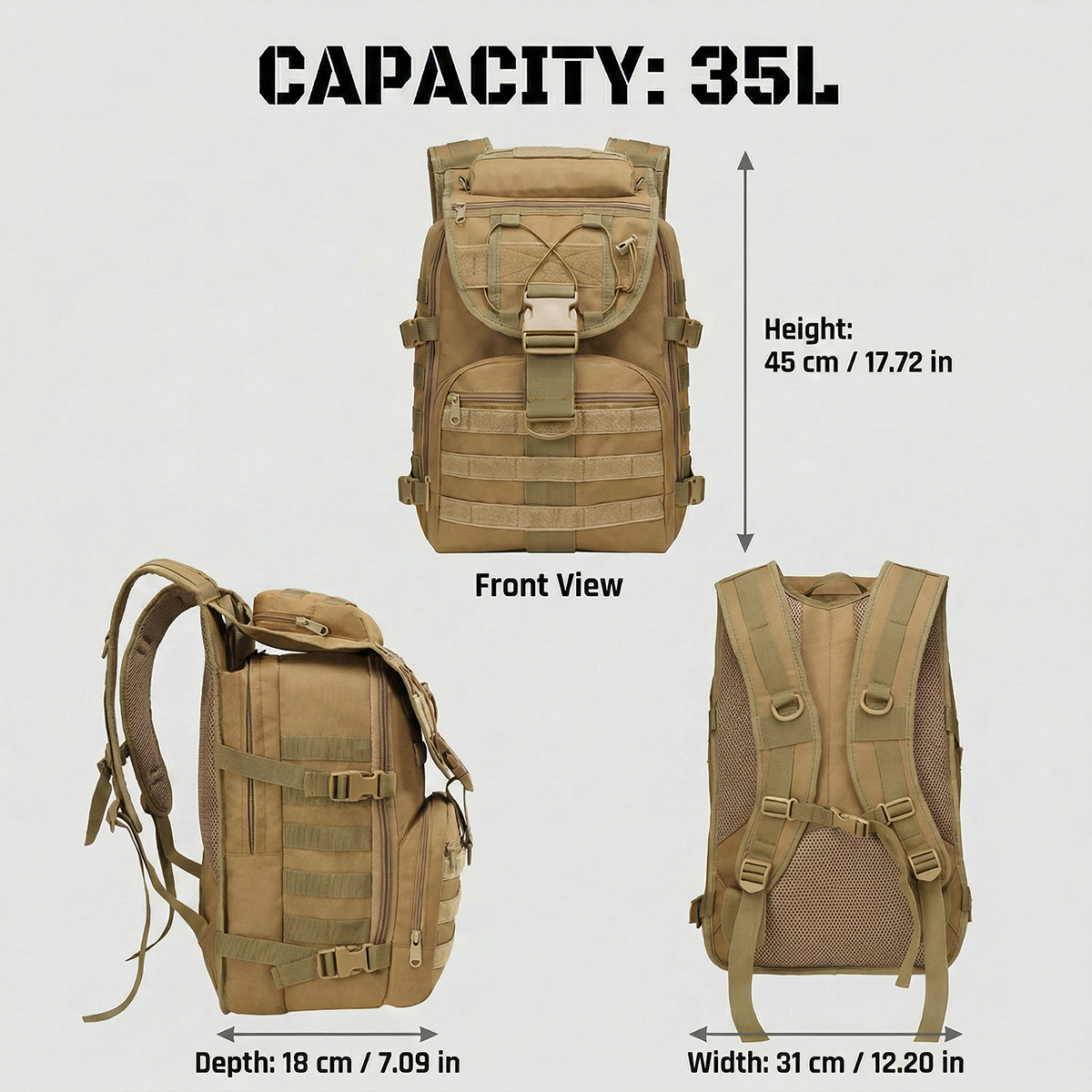35L Gym Training Backpack for  - Rucksack Military Style review and price