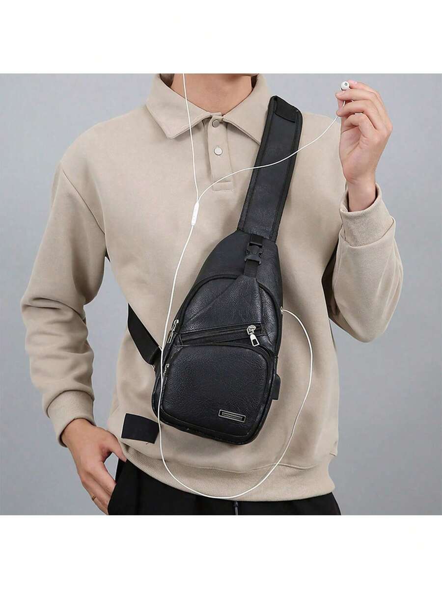 Mens PU Leather Sling Bag With - Sling Backpack Shoulder review and price
