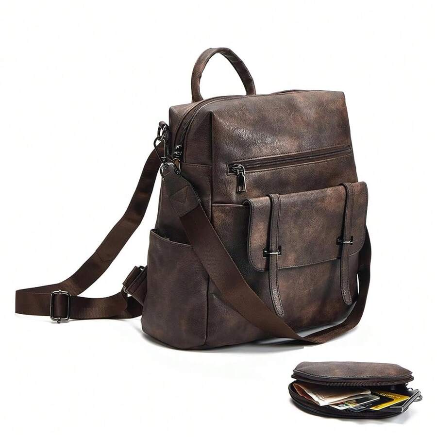 Women Fashion Vintage Brown PU - Laptop Backpack 15.6 review and price