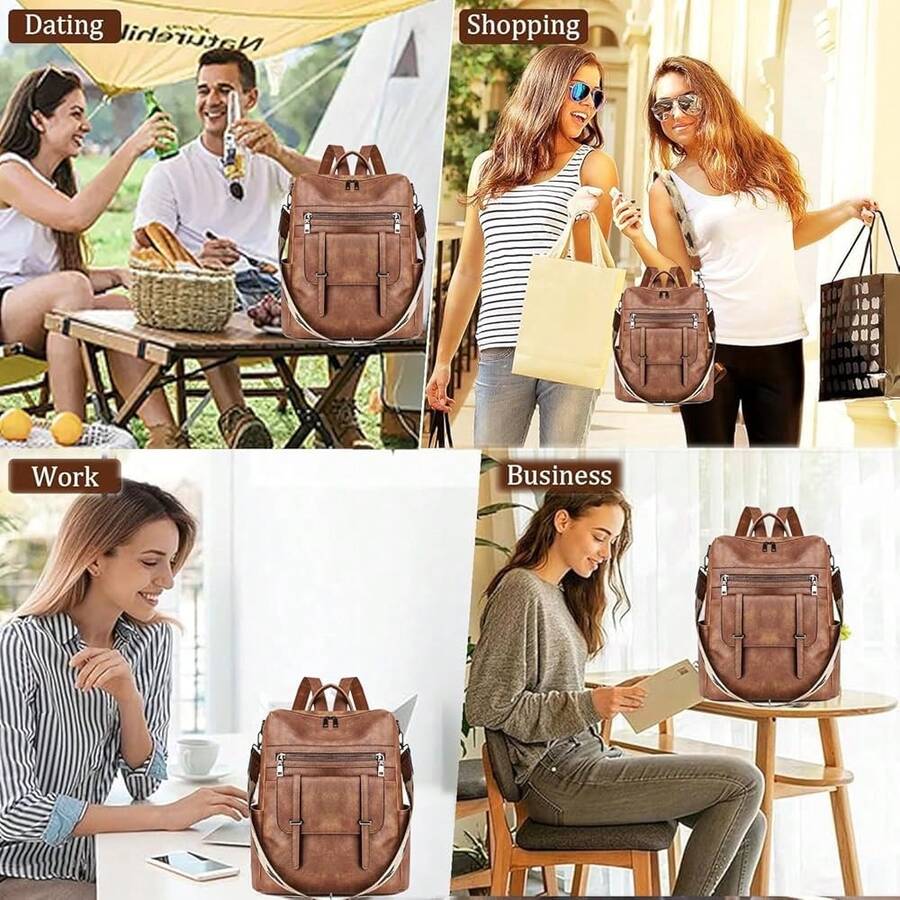 Women Fashion Vintage Brown PU - Laptop Backpack 15.6 review and price