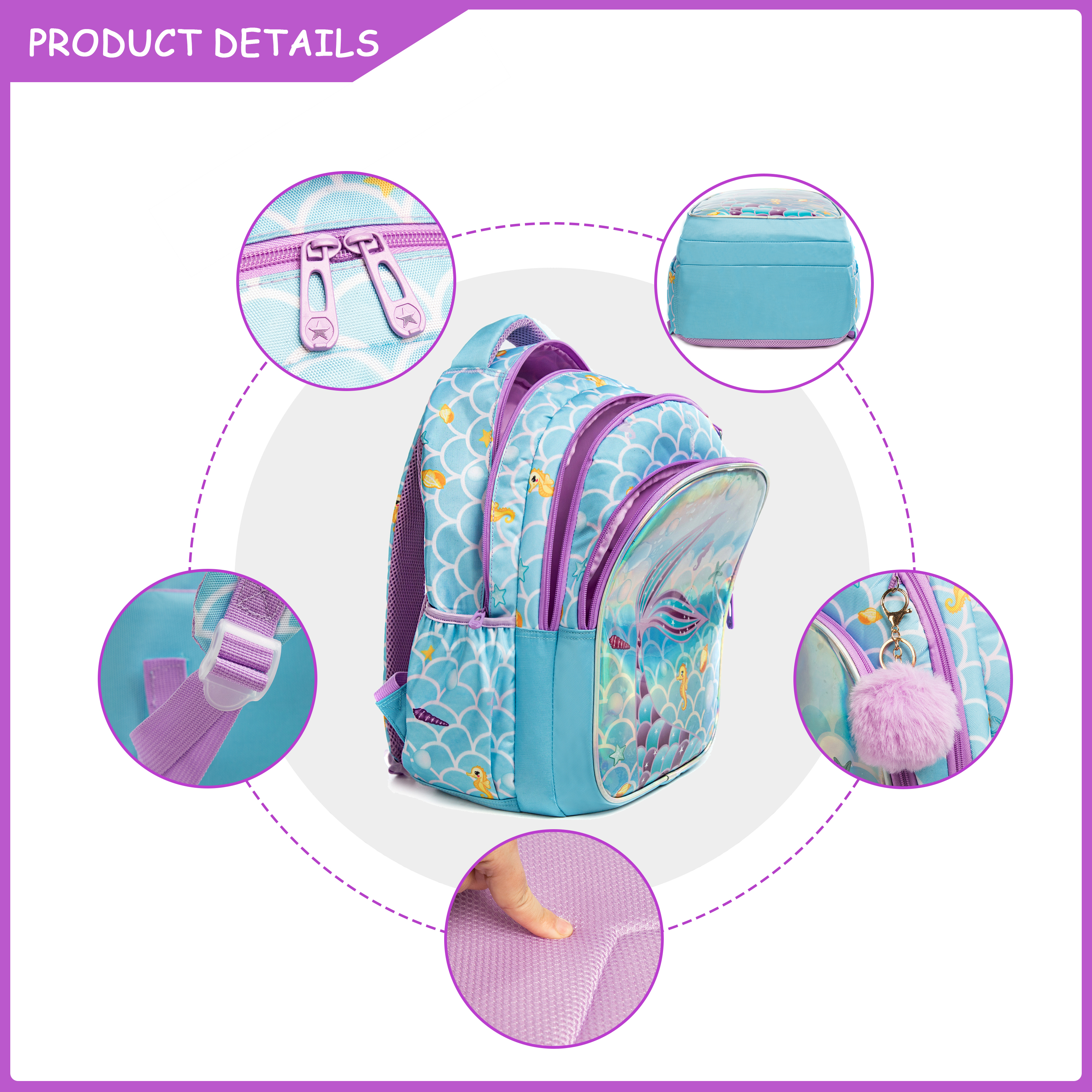 Meetbelify Cute  Blue Mermaid  - School Backpack Teen review and price